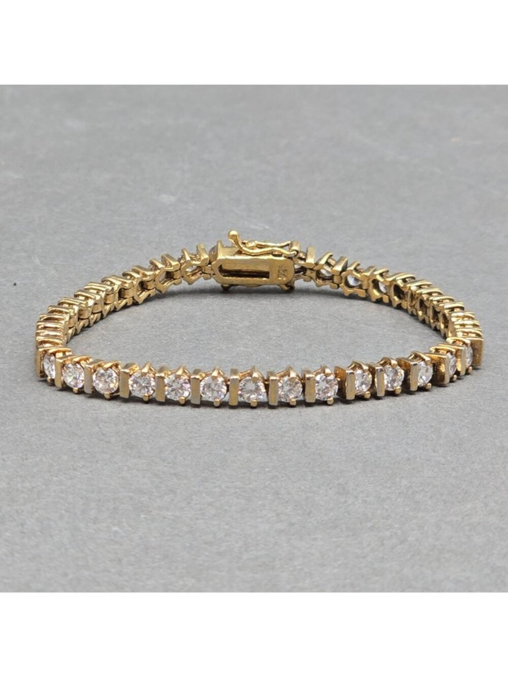 Vermeil Sterling Silver CZ Tennis Bracelet 7" Cubic Zirconia 925 - Picture 6 of 13